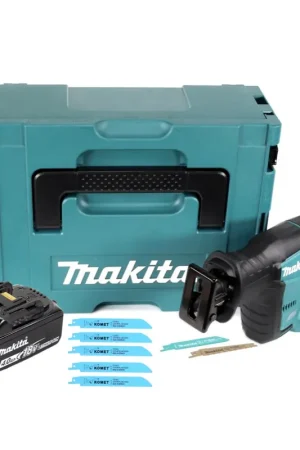 Authentique Scie alternative à batterie Makita DJR 188 M1J 18 V brushless + 1x batterie 4.0 Ah + 5x lame de scie Métal Bois + Makpac - sans chargeur