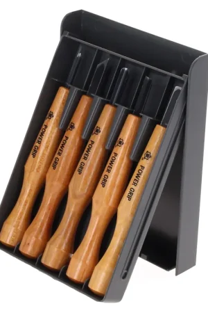 Shogun MIKISYO Power Grip Couteau pour sculpture du bois, Set d'outils de sculpture à encoche / de sculpture pour décoration 5 pcs. - fabriqué au Japon ( PG-5 ) Retour Gratuit
