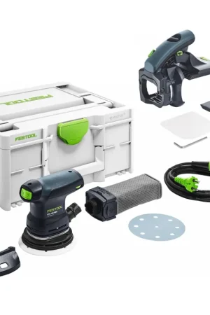 Festool ETS 125 REQ-Plus Ponceuse excentrique 125 mm 250 W + Aide au positionnement AH-ES-ETS/ETSC 43 - 92° + Coffret Commander Vite