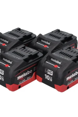 Metabo LiHD Jeu de 04 Batteries 18 V 10,0 Ah système CAS (4x 625549000) Nouvel Arrivage