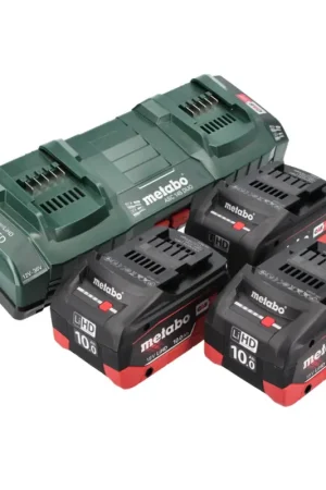 Réduction Metabo Set de batteries 18V : 3x Batteries 10,0Ah LIHD + Chargeur double ASC 145 DUO - Système CAS