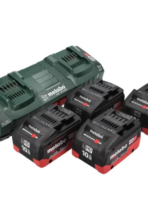 Offre Limitée Metabo Basis 18V : 4x Batteries 10,0Ah LIHD + Chargeur Double ASC 145 DUO - Système CAS