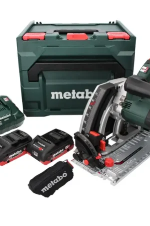Metabo KT 18 LTX 66 BL Scie circulaire plongeante sans fil 18 V 165 mm + 2x Batteries 4.0 Ah + Chargeur + Coffret metaBOX Bon Marché