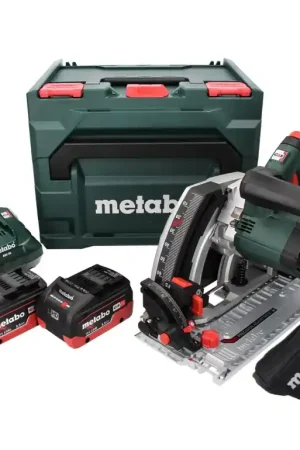 Metabo KT 18 LTX 66 BL Scie circulaire plongeante sans fil 18 V 165 mm + 2x Batteries 5,5 Ah + Chargeur + Coffret metaBOX Prix Choc