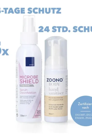 Acheter Direct Zoono Désinfectant de surface Z-71 Micobe Shield 120 ml - 5x pièces + 5x Désinfection des mains 50 ml (certifié selon PAS 2424 / EN13697 / EN1276 / EN1650)