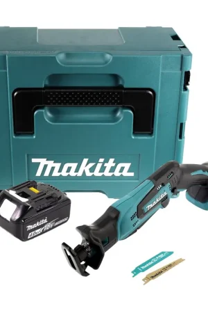 Promotion Makita DJR 183 M1J Scie recipro sans fil 18 V + 1x batterie rechargeable 4,0 Ah + Makpac - sans kit chargeur