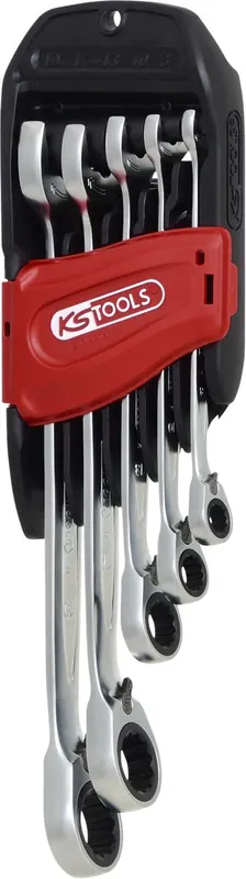 KS TOOLS DUO GEARplus Clés mixtes à cliquet avec système de cliquet dans la fourche réversible, 5 pcs ( 503.5905 ) Nouvelle Collection