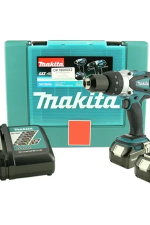Produit De Marque Makita BHP 458 RFE 18 V Li-Ion Perceuse-visseuse à percussion sans fil + 2x Batteries BL1830 B+ Chargeur + Coffret