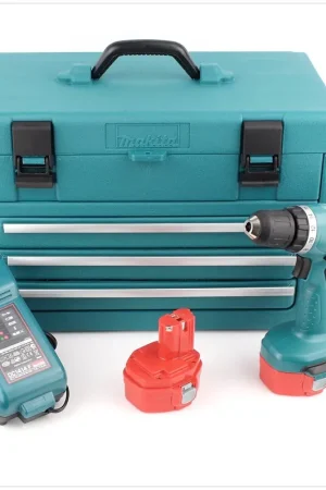 Produit De Marque Makita 6281 Perceuse-visseuse sans fil 14,4 V Ni-MH + 2x Batteries 3Ah Dinotech + Set d'outils 126 pcs.