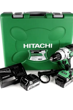 Hitachi DV 18 DSDL Perceuse-visseuse à percussion sans fil 18V Li-Ion + 2x Batteries 5,0 Ah 18V + Chargeur + Coffret Achat Immédiat