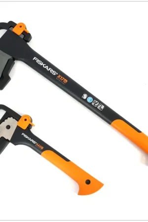 Fiskars Set de Hache à fendre X17 + Sapie à long manche XA2 (129038) Bon Plan