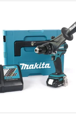 Acheter Direct Makita DHP 458 RY1J Perceuse-Visseuse à Percussion Compacte sans fil 18V avec boîtier MAKPAC inclus Batterie BL 1815 N + chargeur DC18RC