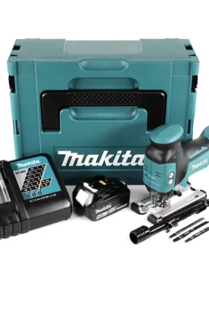 Prix Réduit Makita DJV 181 RT1J Scie sauteuse pendulaire sans fil 18V Brushless + 1x Batterie 5.0Ah + Chargeur + Makpac