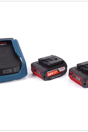 Bosch Chargeur rapide de batterie sans fil GAL 1830 W + 2x Batteries Bosch GBA 18V 2.0 Ah MW-B Nouveauté