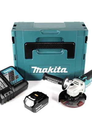 Top Vente Makita DGA 504 RF1J 18 V Meuleuse sans fil Ø 125 mm avec boîtier MAKPAC + 1x Batterie BL 1830 3,0 Ah + Chargeur DC18RC