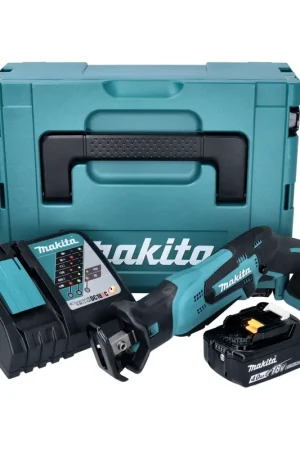 Top Vente Makita DJR 185 RM1J Scie sabre recipro sans fil 18 V / 4,0 Ah + Coffret MAKPAC + 1x Batterie + Chargeur