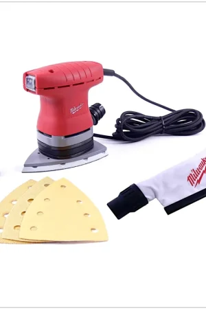 Promotion Saisonnière Milwaukee PDS 13 Ponceuse vibrante 200 W + Pack de papiers abrasifs 147 x 100 mm, 3 pcs.