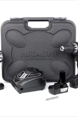 Hitachi DS 10 DFL Perceuse-visseuse 10,8 volts + 2x Batteries + Chargeur + Lampe + Coffret de transport Promotion
