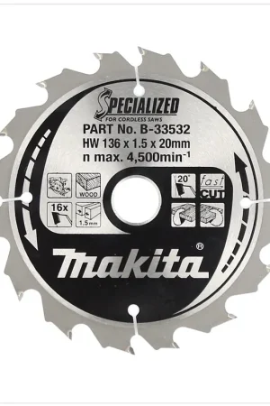 Makita CCC13616E Lame de scie SPECIALIZED B-33532 - 16 dents , 136 mm Populaire
