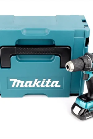 Makita DDF 480 Y1J Perceuse visseuse sans fil, sans balai + 1x Batterie 1,5 Ah + Makpac Réduction