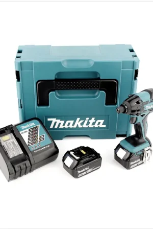Certifié Makita DTD 129 RTJ Visseuse à percussion sans fil, 18 V Li-Ion + 2x Batteries 5 Ah + Chargeur + Makpac 2
