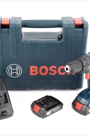 Bosch GSR 1800-Li 18 V Perceuse-visseuse sans fil + Coffret de transport + 2x Batteries 1,5 Ah + Chargeur Vente Directe