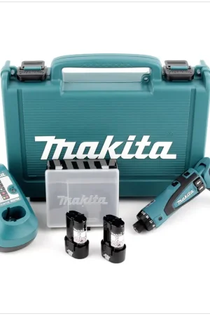 Jusqu'à Épuisement Des Stocks Makita DF 010 DSE Tournevis sans fil 7,2 V + 2x Batteries 1 Ah + Chargeur + Coffret + Accessoires