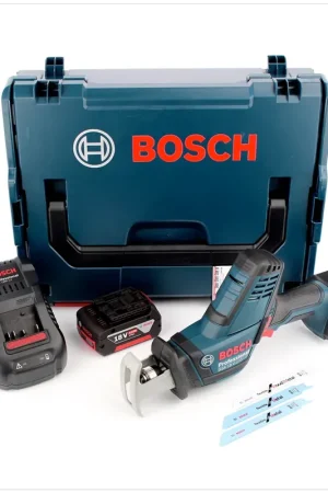 Bosch GSA 18 V-LI C Professional Scie sabre sans fil avec boîtier L-Boxx + 1x Batterie GBA 6 Ah + Chargeur GAL 1880 Vente Directe