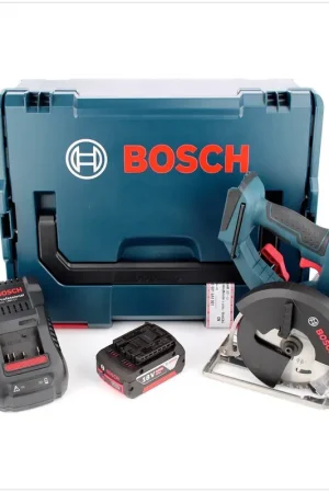 Bosch GKM 18 V-LI Scie circulaire sans fil Professional 136 mm + Coffet L-Boxx + Chargeur GAL 1880 CV + 1x Batterie GBA 6 Ah Must-Have