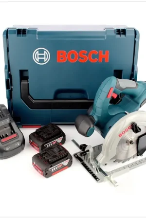 Top Vente Bosch GKS 18 V-LI Professional 18 V Scie circulaire sans fil avec boîtier L-Boxx + 2x Batteries GBA 6 Ah + Chargeur rapide