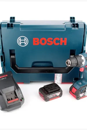 Bosch GSR 18 V-EC Professional Perceuse-visseuse sans fil + Coffret L-Boxx + Chargeur + 2x Batteries GBA 6 Ah Produit De Marque