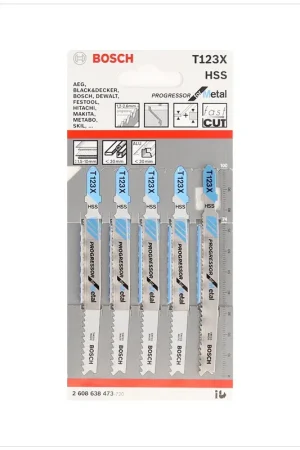 Haute Qualité Bosch T 123 XF Progressor for Metal Lame de scie sauteuse, 100mm - 5pcs. (2608638473)