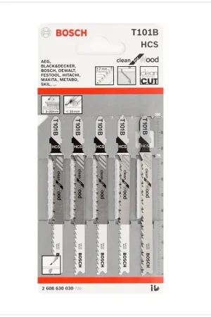 Prix Cassé Bosch T 101 B Clean for Wood Lame de scie sauteuse, 100mm - 5pcs. (2608630030)