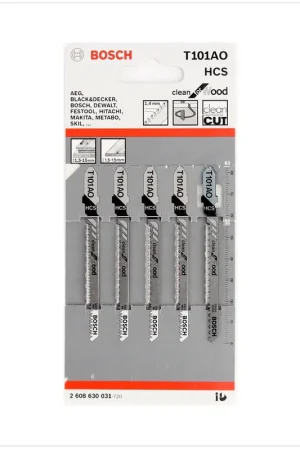 Meilleure Vente Bosch T 101 AO Clean for Wood Lame de scie sauteuse 83mm - 5pcs. (2608630031)