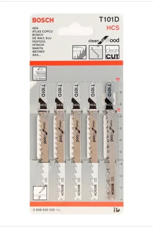 Bosch T 101 D Clean for Wood Lame de scie sauteuse, 100 mm - 5pcs. (2608630032) Meilleur Prix