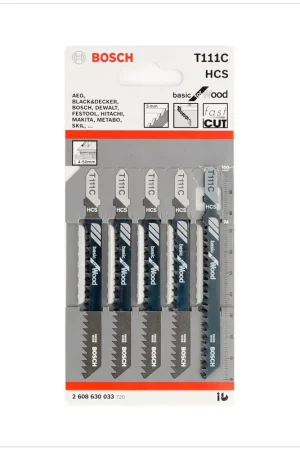 Bosch T 111 C Basic For Wood Lames de scie sauteuse, 100 mm 5pcs. ( 2608630033 ) Meilleure Vente