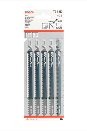 Bosch Lame de scie sauteuse Speed for Wood, T 344 D - 5 pcs. ( 2608633A34 ) Dernière Chance