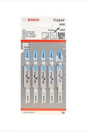 Bosch T 118 AF Flexible for Metal Lame de scie sauteuse, 92mm - 5pcs. (2608634505) Retour Gratuit