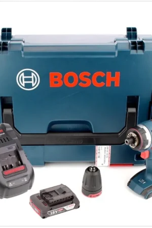 Expédition Rapide Bosch GSR 18 V-EC FC2 Perceuse visseuse sans fil + 1x Batterie GBA 2 Ah + Chargeur GAL 1880 + L-Boxx + Mandrin de perçage GFA FC2