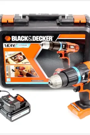Prix Bas Black & Decker EGBL 148 K Perceuse-visseuse à percussion sans fil 14,4 V + 1x Batterie 1,5 Ah + Chargeur + Coffret