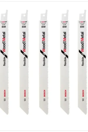 Commander Vite Bosch Flexible for Wood and Metal S 1022 HF Lames de scie sabre 200mm, 5 pcs. (2608656636)