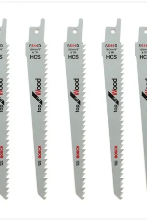 Haute Qualité Bosch Top for Wood S 644 D Lames de scie sabre 150mm, 5 pcs. (2608650673)