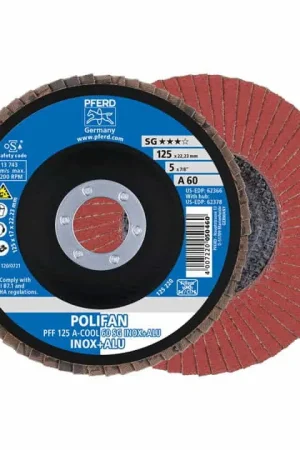 Solde PFERD Disque à lamelles POLIFAN A-COOL SG INOX+ALU D. 125 mm granulation A-60 plat ( 8000429953 )