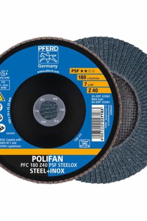 PFERD Disque à lamelles POLIFAN Z PSF STEELOX D. 180 mm granulation Z-40 conique ( 4000843245 ) Prix Choc