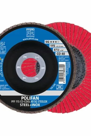 PFERD Disque à lamelles POLIFAN CO-COOL SG STEELOX D. 125 mm granulation 40 plat ( 4000842612 ) Meilleure Vente