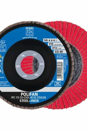 PFERD Disque à lamelles POLIFAN CO-COOL SG STEELOX D. 125 mm granulation 40 conique ( 4000842614 ) Offre Spéciale