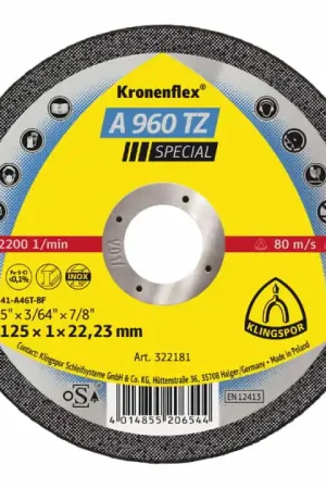 KLINGSPOR Disque à tronçonner A 960 TZ Special D115x1 mm droit ( 4000843409 ) Meilleur Prix
