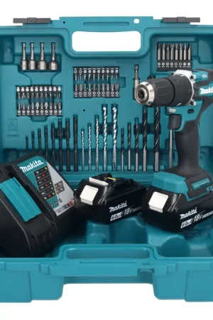 Acheter En Ligne Makita DHP 487 RGX1 18 V Perceuse-visseuse à percussion sans fil 40 Nm sans balai + 2x Batteries 6,0 Ah + Chargeur + kit d'accessoires - 74 pièces + Mallette
