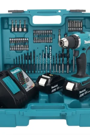 Quantité Limitée Makita DDF 453 RGX1 Perceuse-visseuse sans fil 18 V 42 Nm + 2x Batteries 6,0 Ah + Chargeur + kit d'accessoires - 74 pièces + Mallette