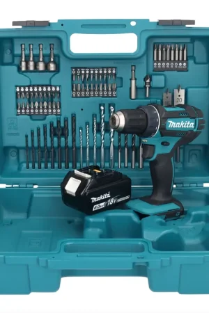 Makita DDF 482 G1X1 Perceuse-visseuse sans fil 18 V 62 Nm + 1x Batterie 6,0 Ah + kit d'accessoires - 74 pièces + Mallette - sans chargeur Paiement Sécurisé